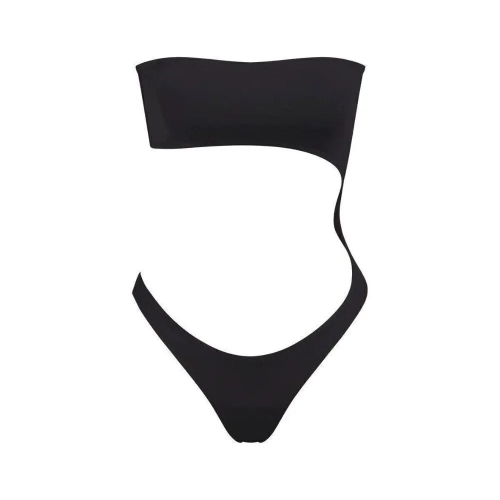 Skims Women's Onyx Recycled Swim Strapless Cut-Out Monokini Size 2X